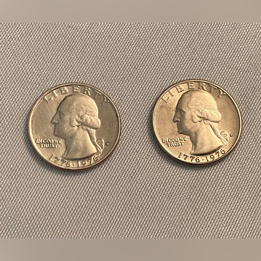 1776-1976 Bicentennial Quarters with the Drummer Boy on the obverse. Set of Two